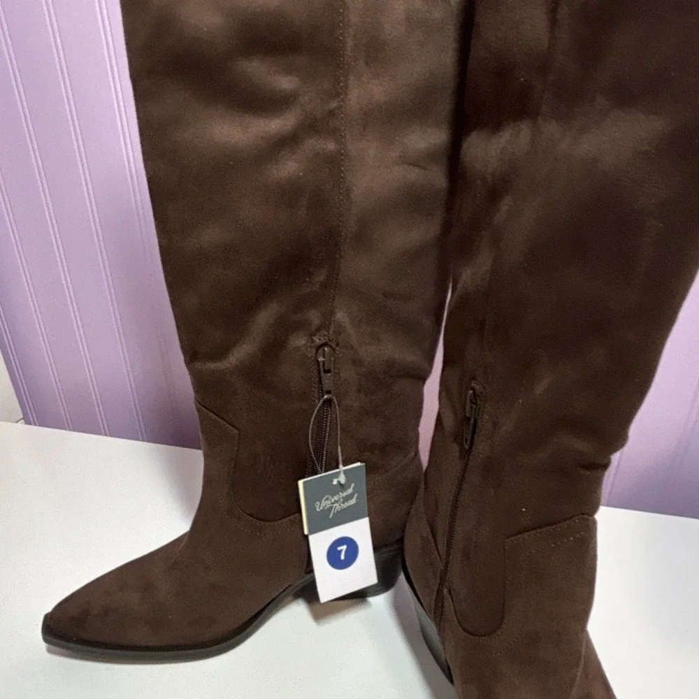 Universal Thread Brown Knee High Western Fringe Side Zip Boots Women's US 7